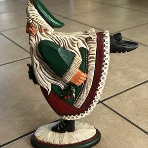 Festive Santa Figurine with Green and Red Coat